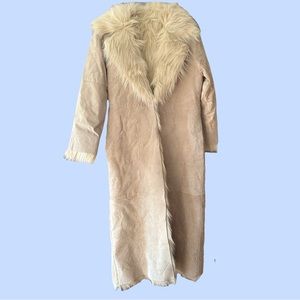 Vintage Y2K Cami International Suede Outer & Faux Fur Afghan Coat M